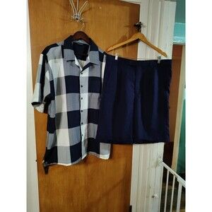 BAGAZIO Men's Button Down Summer Set Shirt  XL, Shorts sz 40